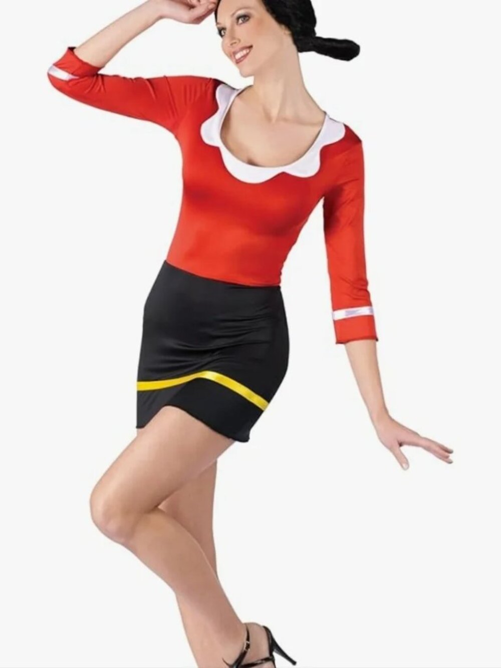 Sexy Popeye Olive Oyl Oil Costume Cosplay Mini Skirt W/ Wig Size M/L Womens New